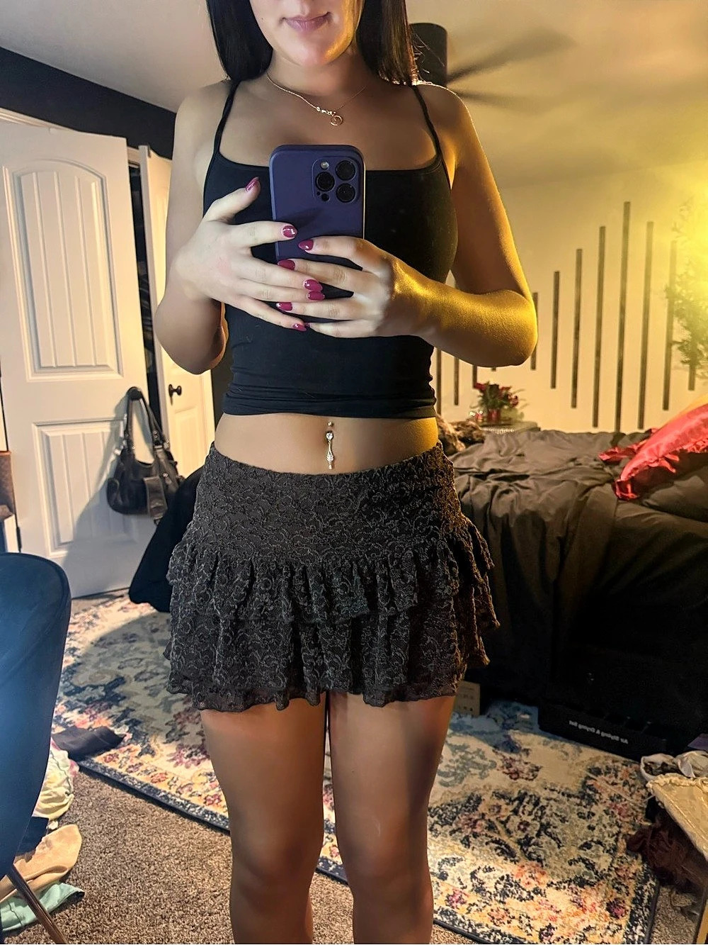 Windsor Black Ruffle Mini Skirt NWT - Picture 3 of 8